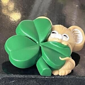 Vintage 1983 Hallmark Mouse & Green Shamrock Lapel Pin Brooch